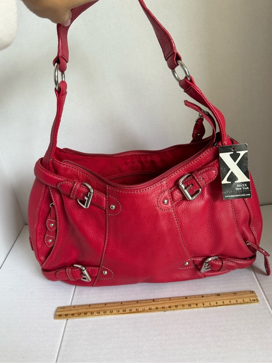 Maxx New York Handbags - NWT Maxx New York Red Leather Shoulder Bag w Silver Hardware